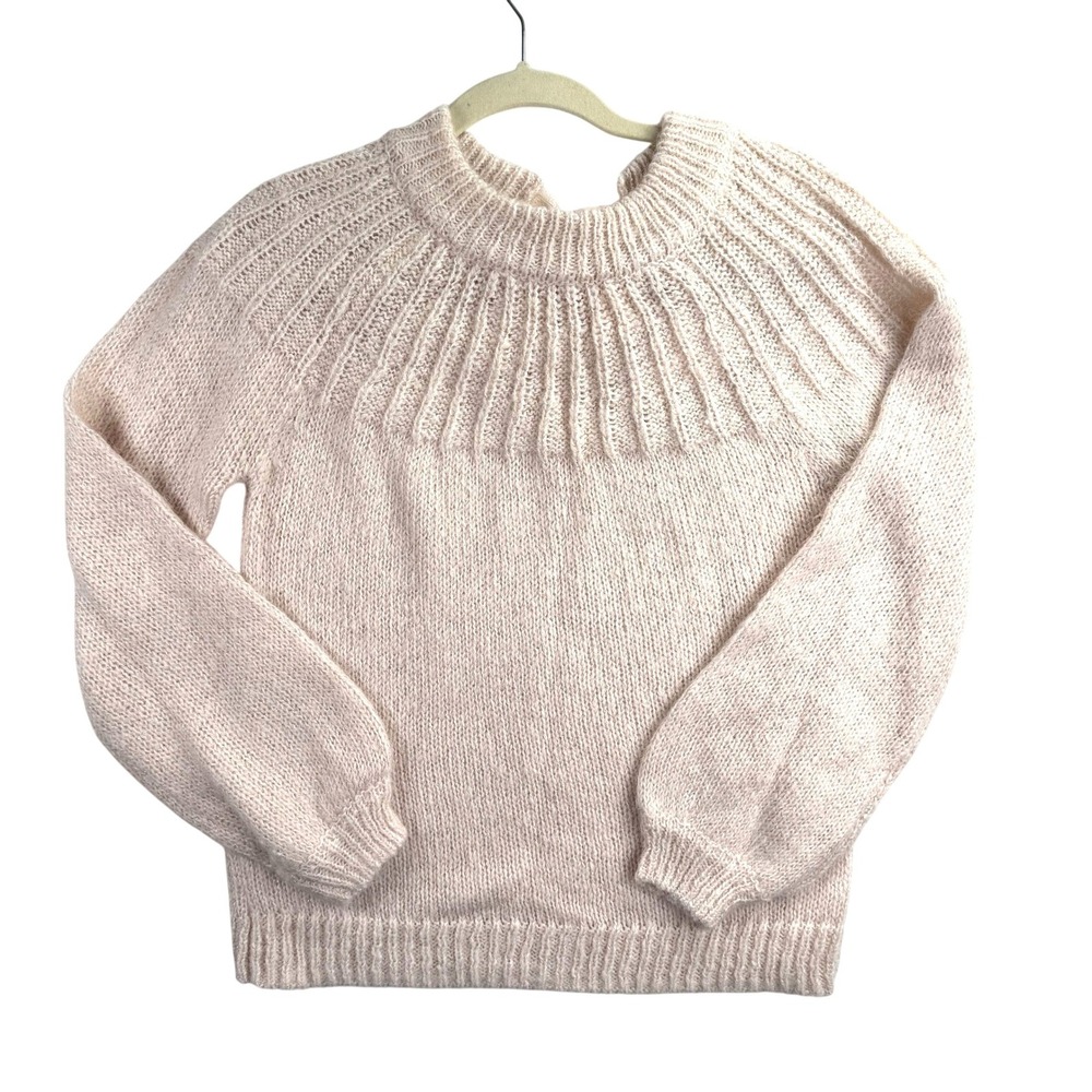 LC Lauren Conrad Womens Soft Pink Shimmer Bow Back Feminine Knit Sweater S